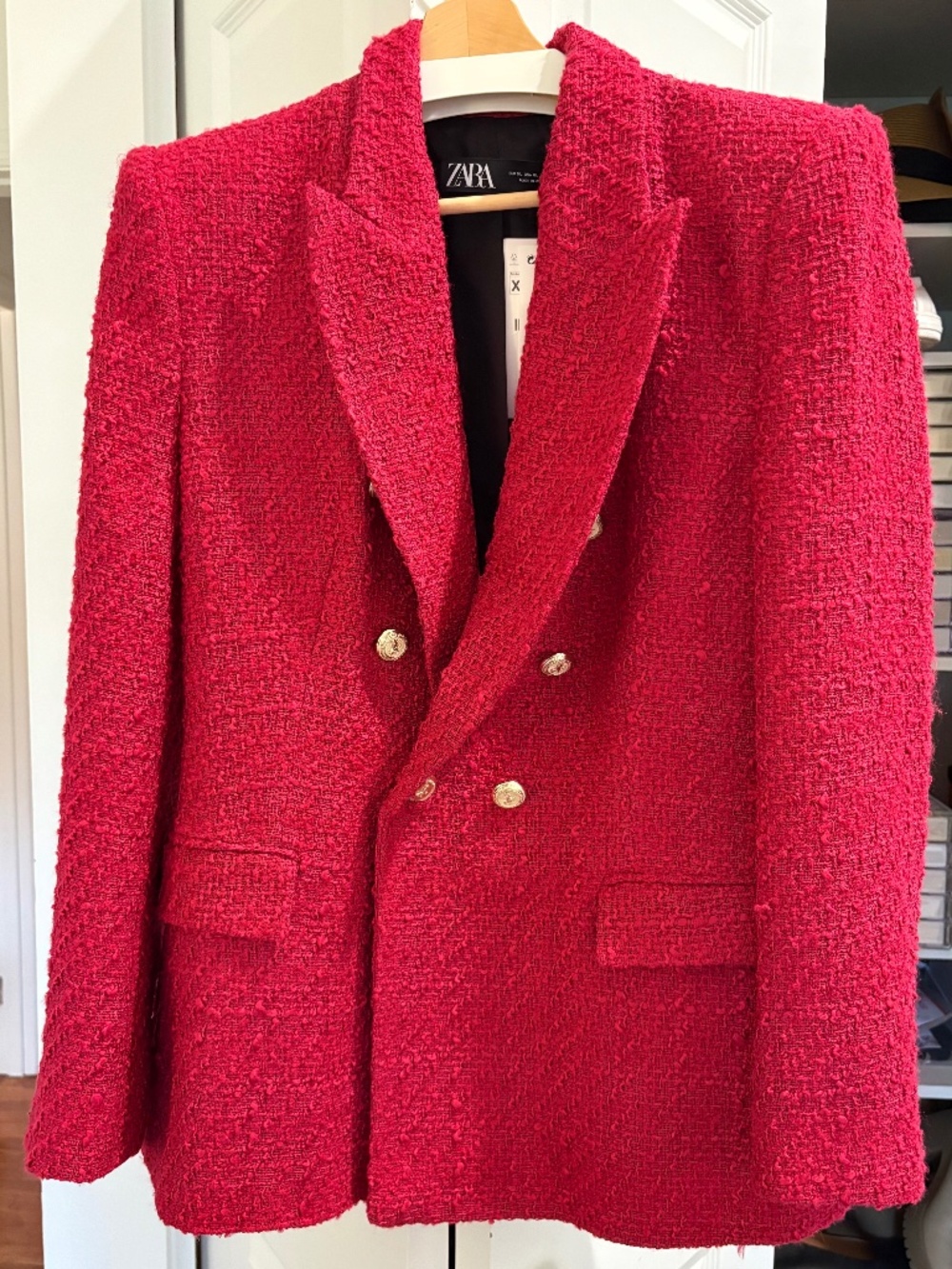 Tweed Zara hot pink blazer